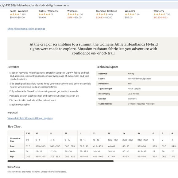 [SOLD] like new  Black - Athleta Headlands Hybrid Tights - Women's - Picture 3 of 11